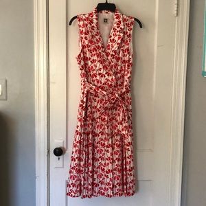Red and white sleeveless dress